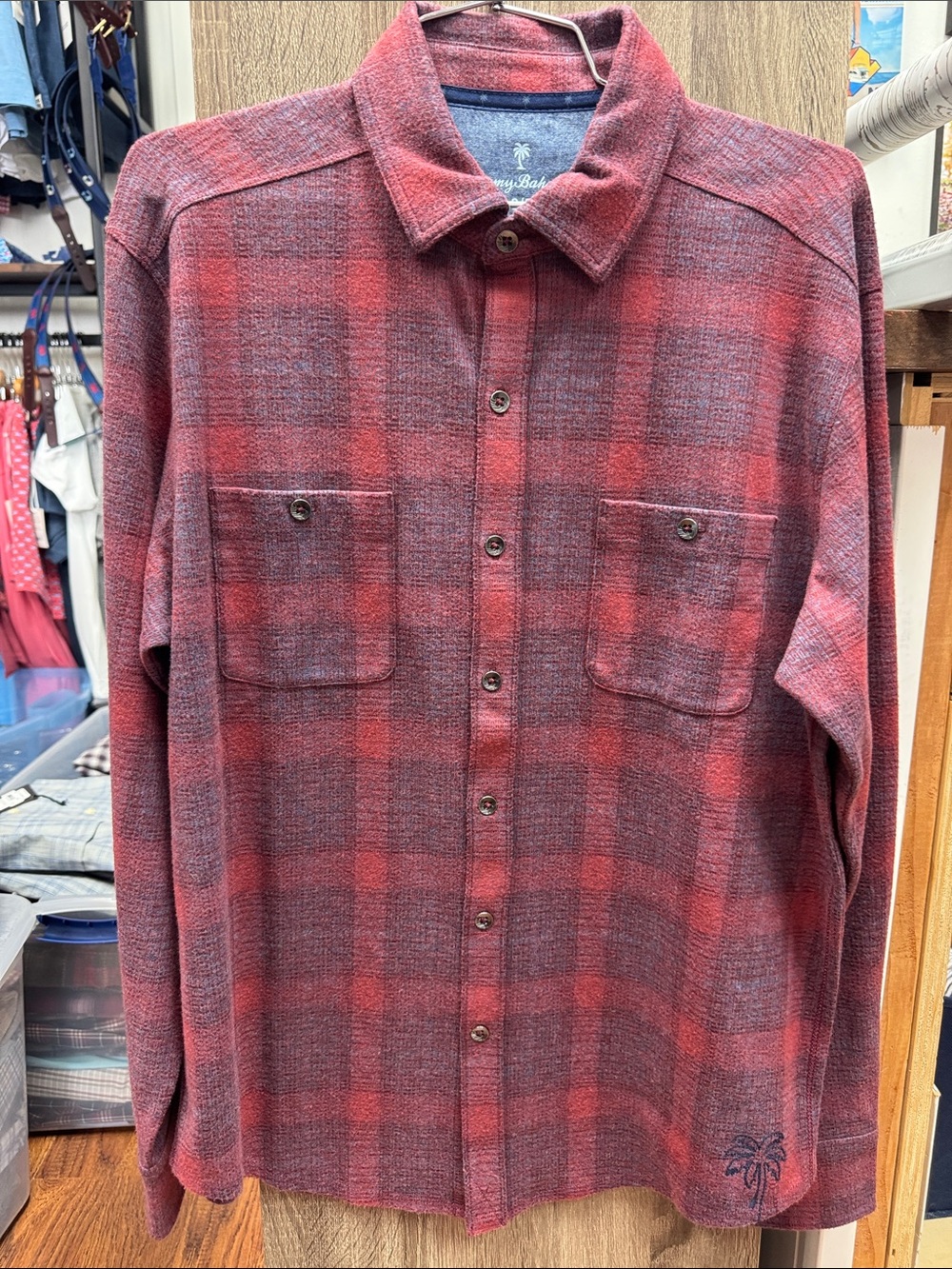 Tommy Bahama Red Plaid Casual Button-Down Shirt